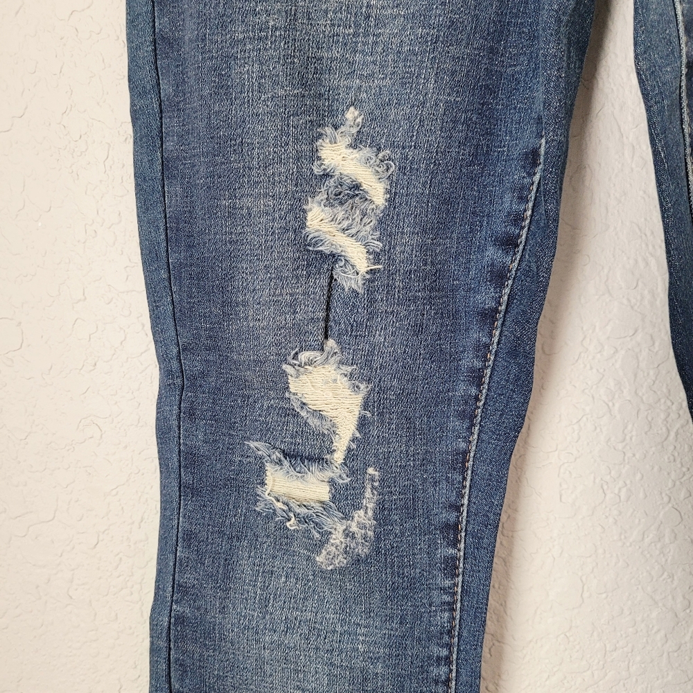 Judy Blue Mid Rise Distressed Dark Wash Relaxed Stretch Jeans Size 0(24) - Picture 8 of 15